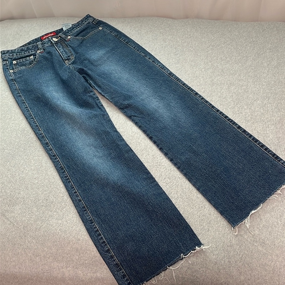 Y2K Vintage Unionbay Jeans Womens Size 28 Raw Hem Skater Grunge Relaxed